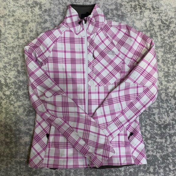 North Face Pink Plaid Waterproof Jacket - Small - Picture 1 of 4